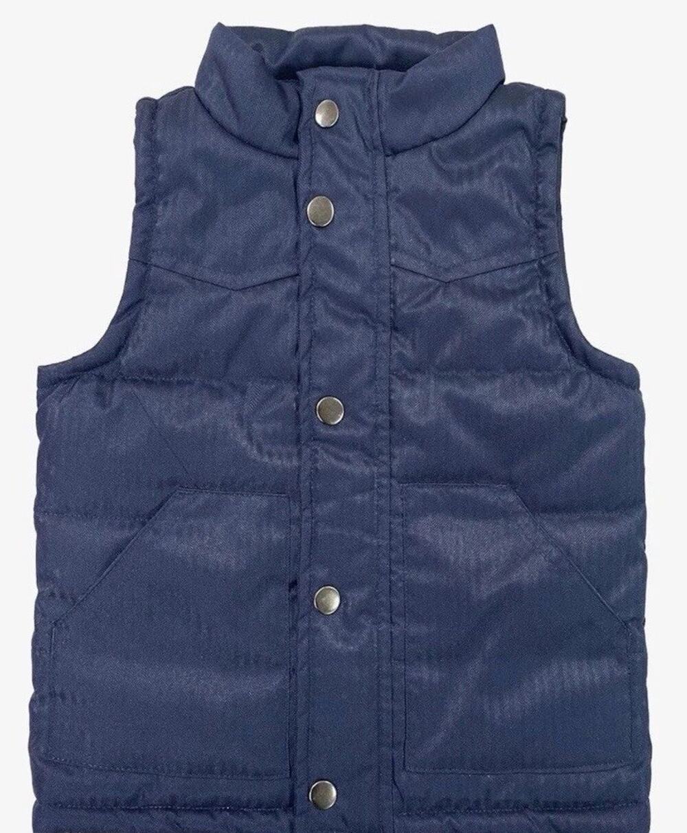 Bienzoe Boys Puffer Sleeveless Vest: Button Up Toddler Quilt Blue 5-6 Yr